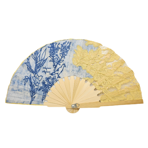 Nyana Nyana Indigo Batik Bird Fan