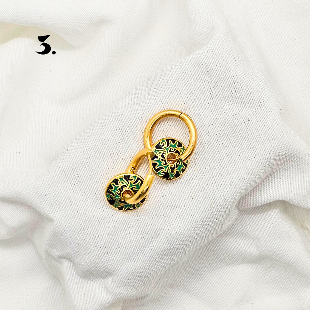 Singapore Handmade Jewelry - Peranakan Tile Stackable Hoop Earrings