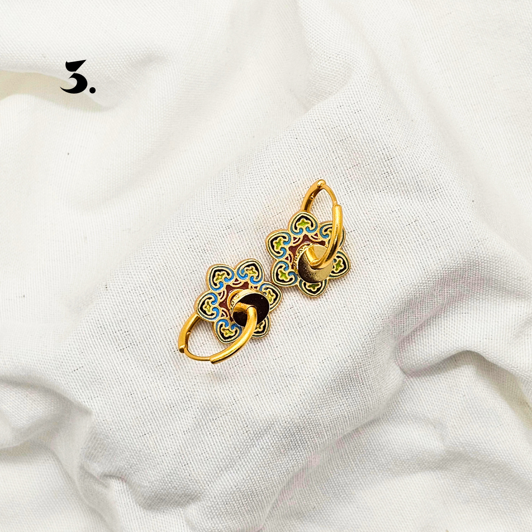 Singapore Handmade Jewelry - Peranakan Tile Stackable Hoop Earrings