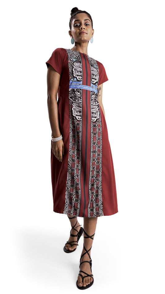 Vino Supraja Purisai Signature Dress - Red Black White