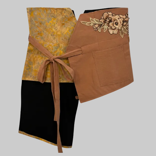 Nyana Nyana Patchwork Embroidery Batik Obi Belt - Cotton, Denim, Limited Edition Runway Piece