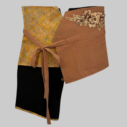 Nyana Nyana Patchwork Embroidery Batik Obi Belt - Cotton, Denim, Limited Edition Runway Piece