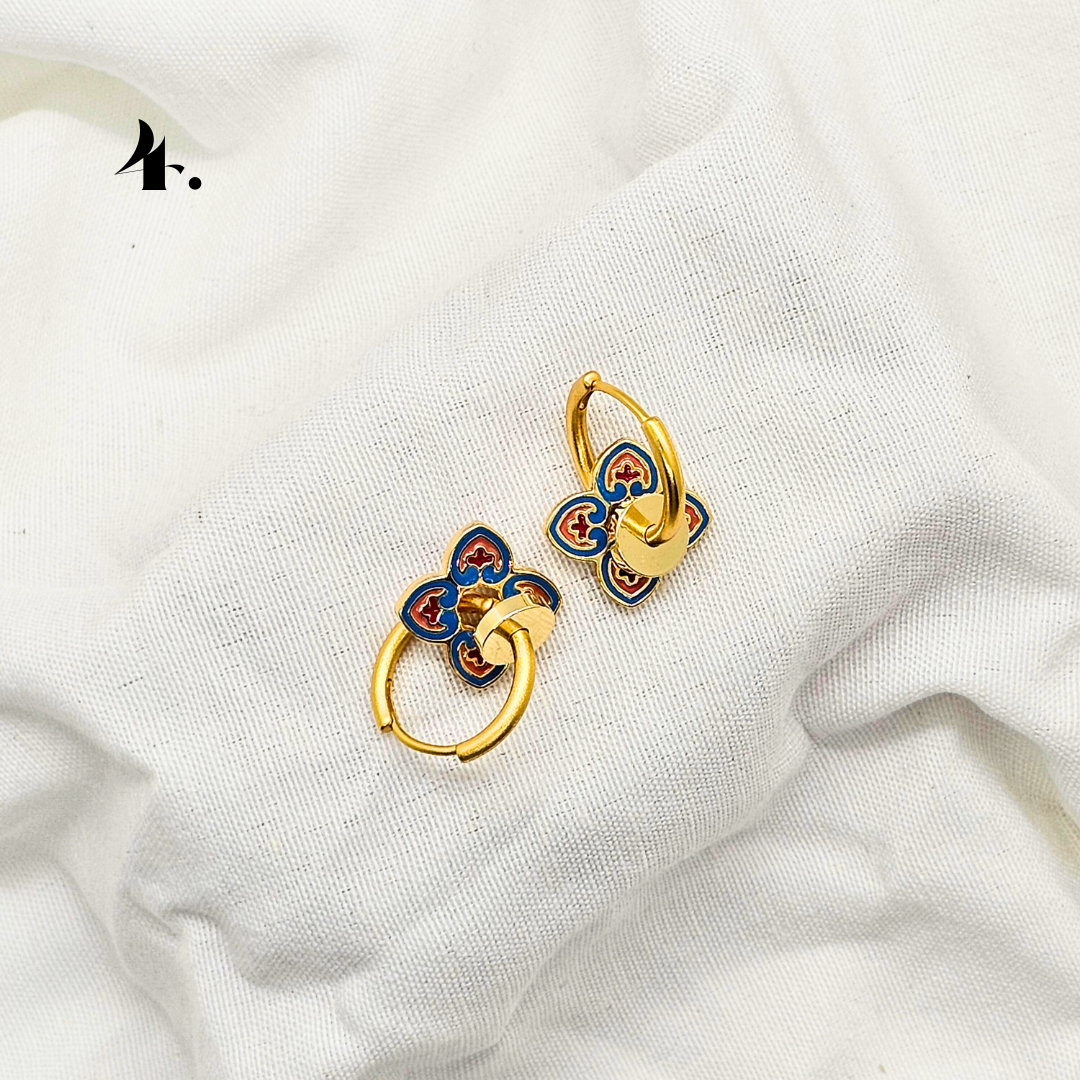 Singapore Handmade Jewelry - Peranakan Tile Stackable Hoop Earrings