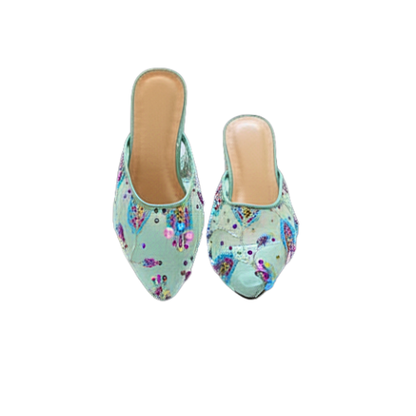 Nyana Nyana Hand-Beaded Slippers Mesh Mules (Pre-Order)