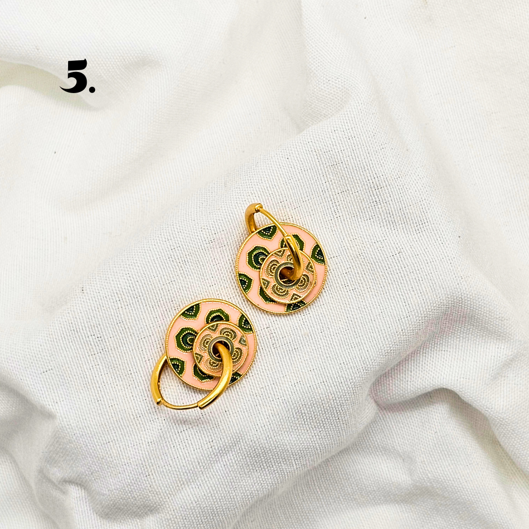Singapore Handmade Jewelry - Peranakan Tile Stackable Hoop Earrings
