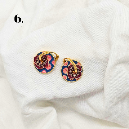 Singapore Handmade Jewelry - Peranakan Tile Stackable Hoop Earrings