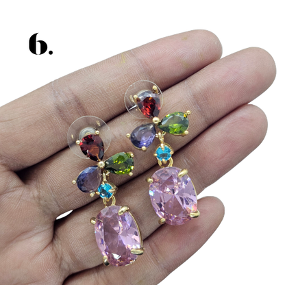 Singapore Handmade Statement Piece Earrings — Crystal, Stone & Freshwater Pearl | 18k Gold Plated