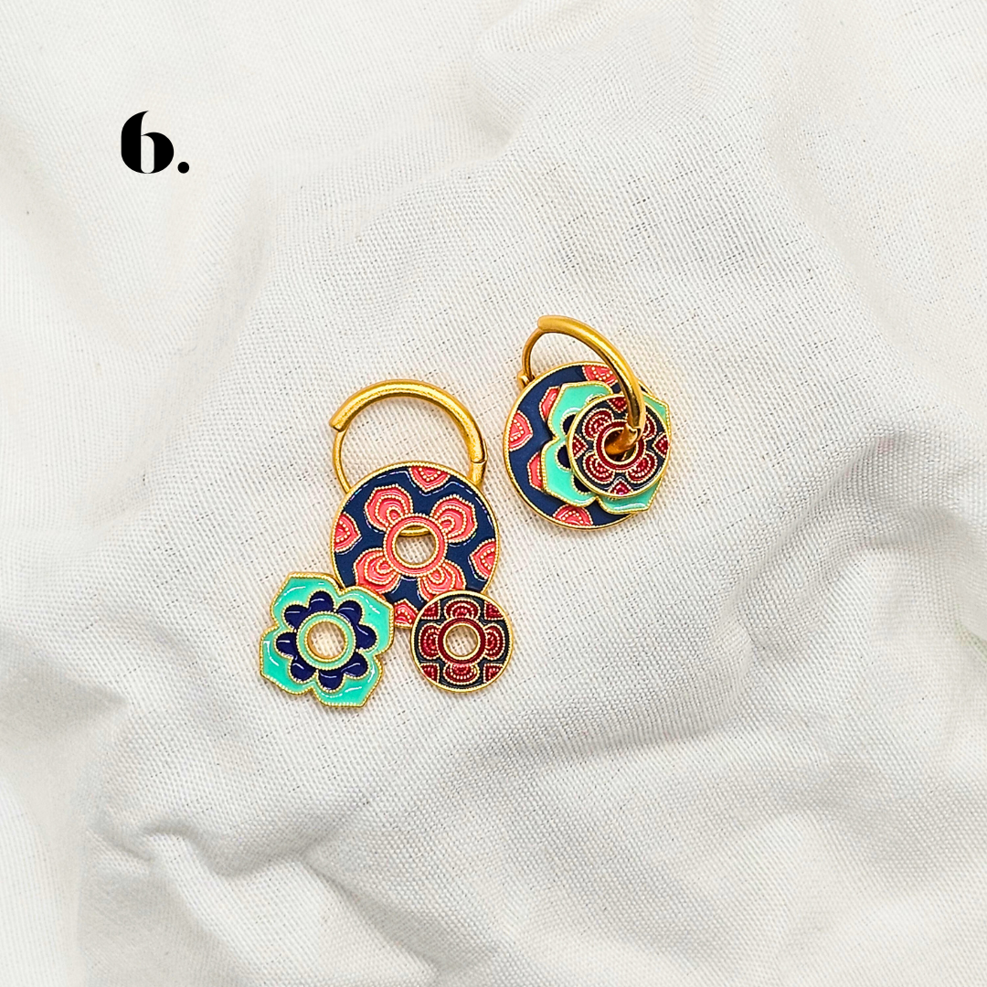 Singapore Handmade Jewelry - Peranakan Tile Stackable Hoop Earrings
