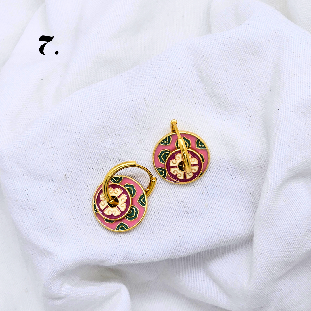 Singapore Handmade Jewelry - Peranakan Tile Stackable Hoop Earrings