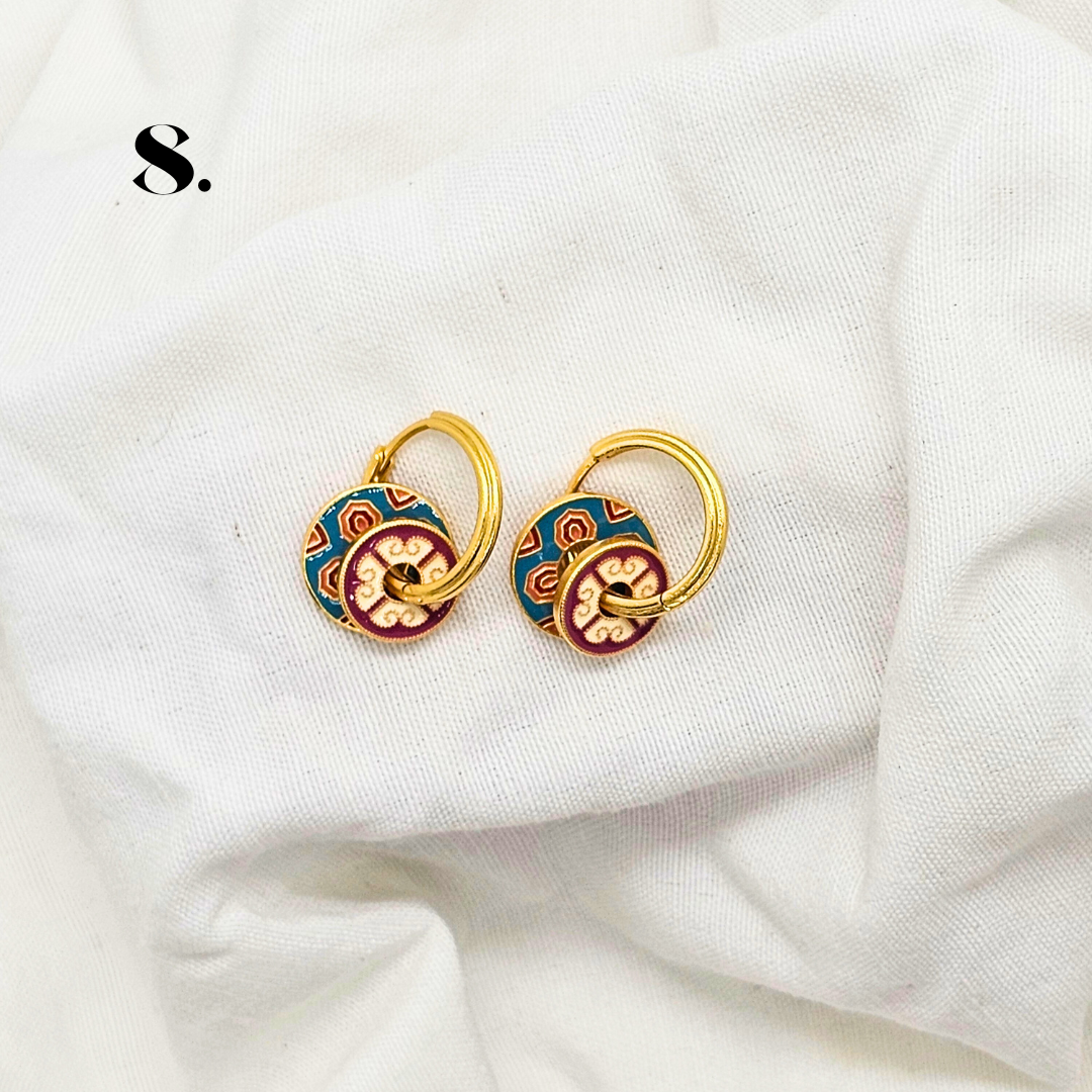 Singapore Handmade Jewelry - Peranakan Tile Stackable Hoop Earrings
