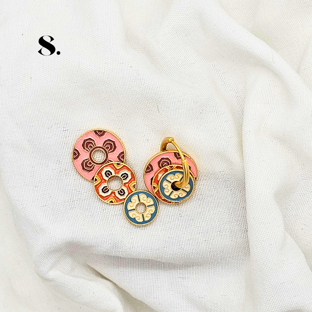 Singapore Handmade Jewelry - Peranakan Tile Stackable Hoop Earrings