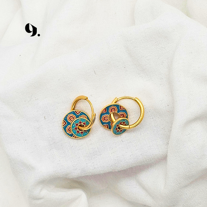 Singapore Handmade Jewelry - Peranakan Tile Stackable Hoop Earrings