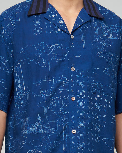 Nyana Nyana Orchard Road Batik Camp Shirt - 100% Oeko-Tex Cotton, Natural Dye Other Color