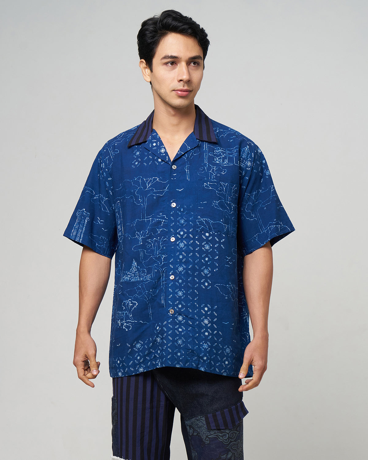 Nyana OekoTex Orchard Road Batik Camp shirt