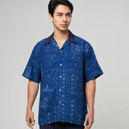 Nyana Nyana Orchard Road Batik Camp Shirt - 100% Oeko-Tex Cotton, Natural Dye Other Color
