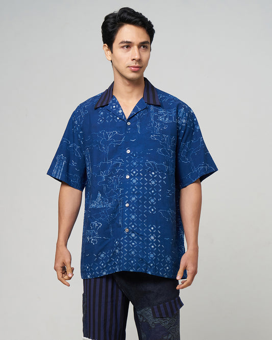 Nyana OekoTex Orchard Road Batik Camp shirt