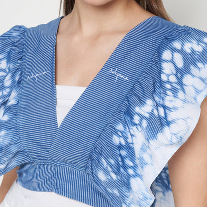 Nyana Nyana Ruffle Vest - 100% Cotton, Batik Tie Dye, Limited Edition Runway Piece