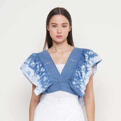 Nyana Nyana Ruffle Vest - 100% Cotton, Batik Tie Dye, Limited Edition Runway Piece