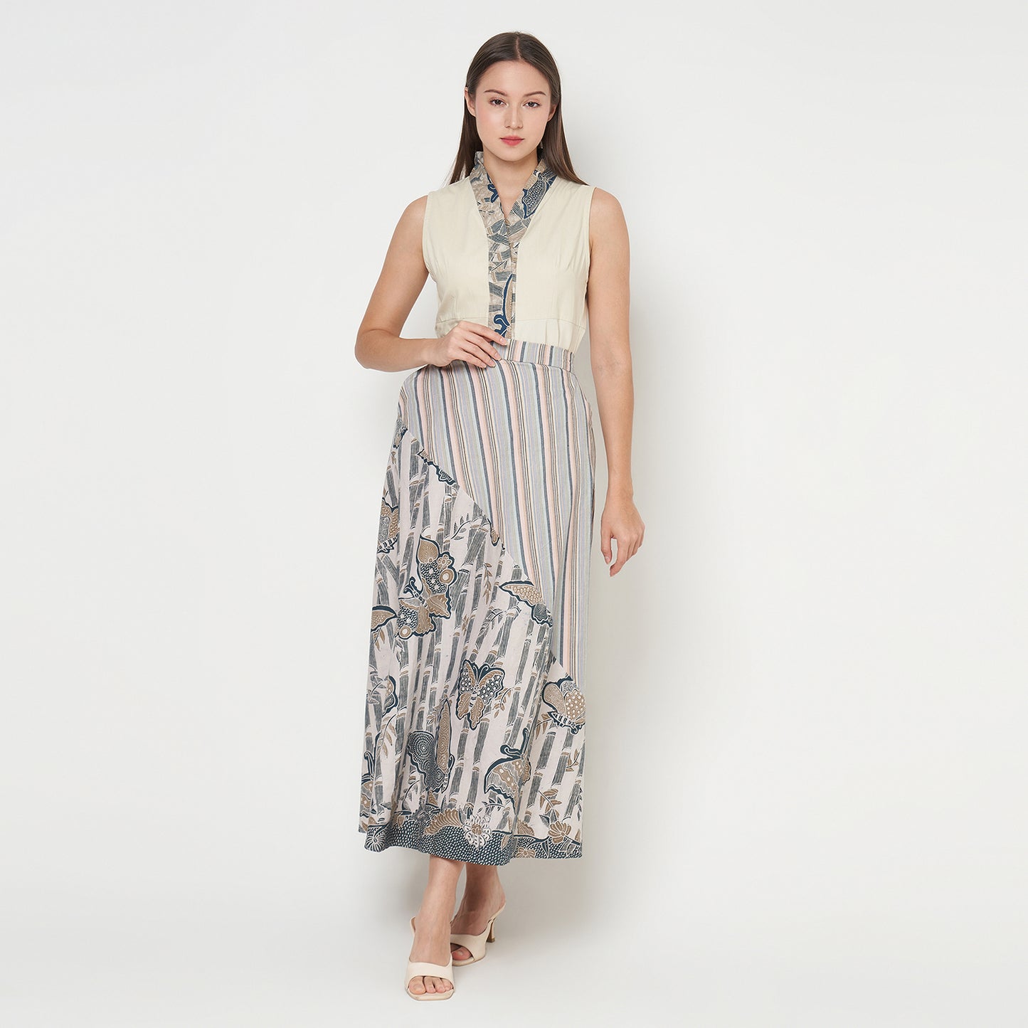 Nyana Nyana Artisan Asymmetric Batik Tulis Ikat Skirt - 100% Cotton, Handwoven, Maxi