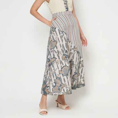 Nyana Nyana Artisan Asymmetric Batik Tulis Ikat Skirt - 100% Cotton, Handwoven, Maxi