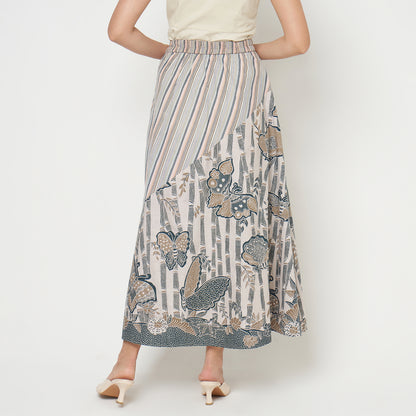 Nyana Nyana Artisan Asymmetric Batik Tulis Ikat Skirt - 100% Cotton, Handwoven, Maxi