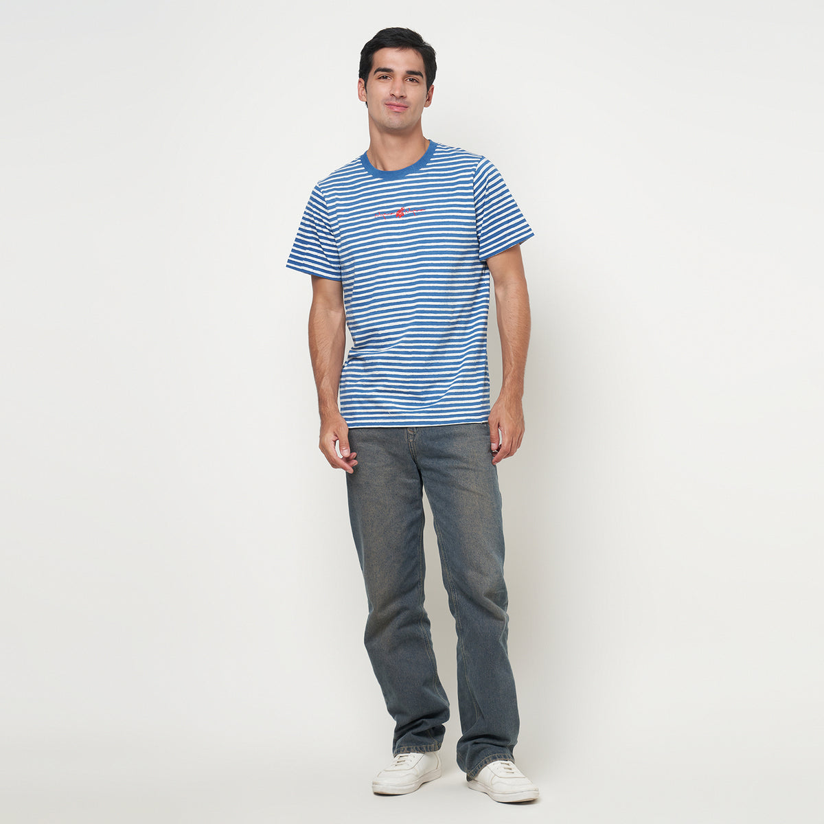 Laut Collection | Indigo-Dyed Batik Striped T-Shirt | OEKO-TEX Certified