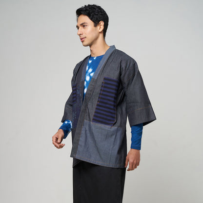 Nyana Nyana Denim Ikat Patchwork Oversized Outer