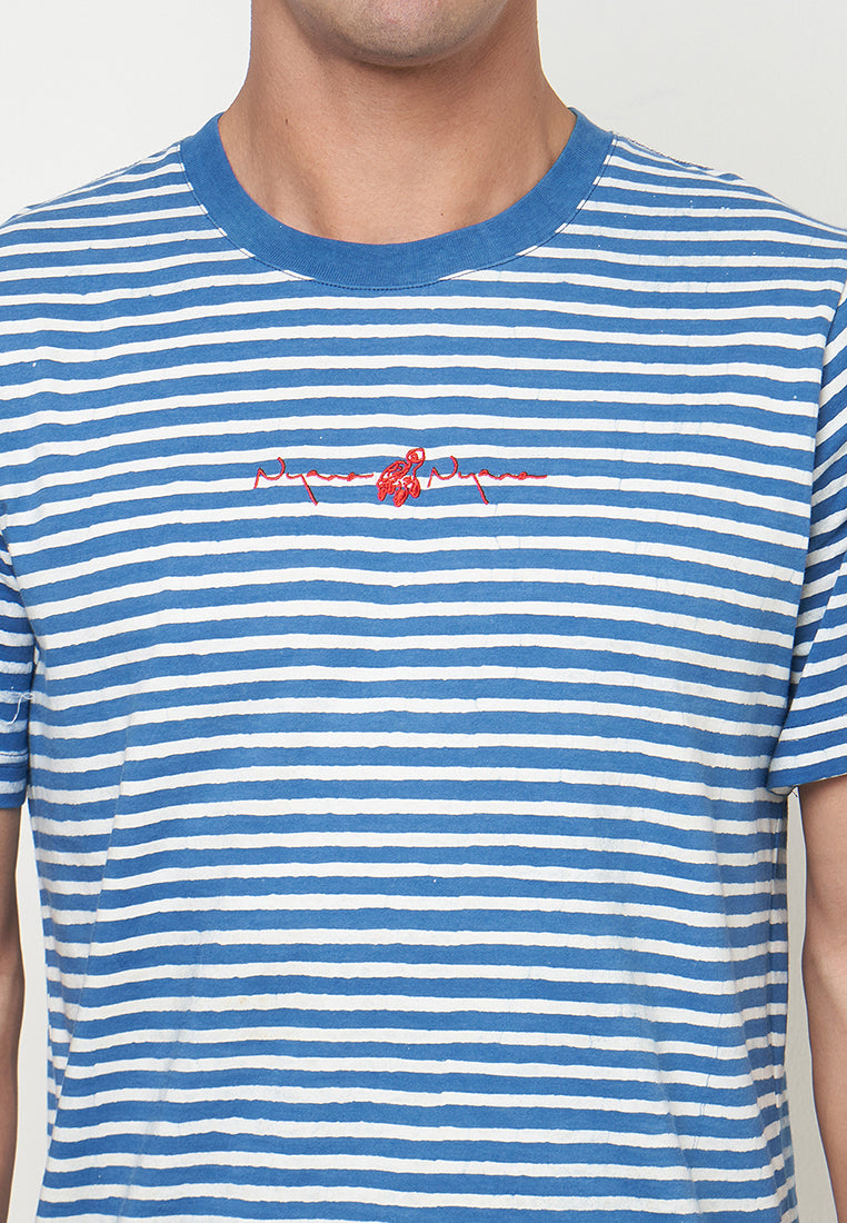 Laut Collection | Indigo-Dyed Batik Striped T-Shirt | OEKO-TEX Certified