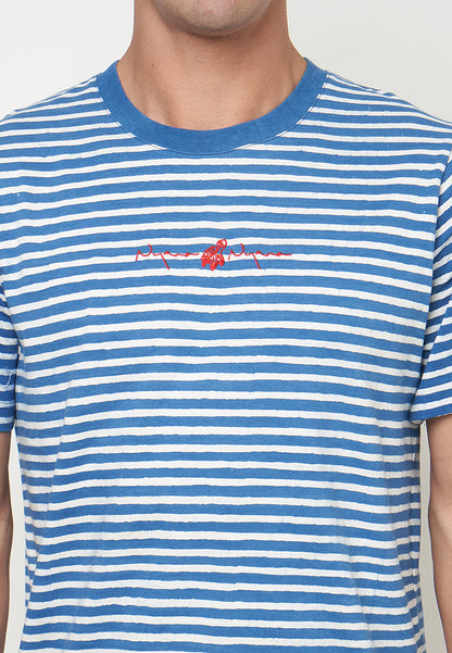 Laut Collection | Indigo-Dyed Batik Striped T-Shirt | OEKO-TEX Certified