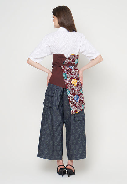 Nyana Nyana Patchwork Embroidery Batik Obi Belt - Cotton, Denim, Limited Edition Runway Piece