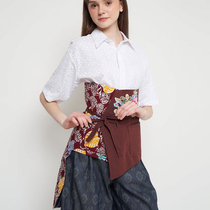 Nyana Nyana Patchwork Embroidery Batik Obi Belt - Cotton, Denim, Limited Edition Runway Piece