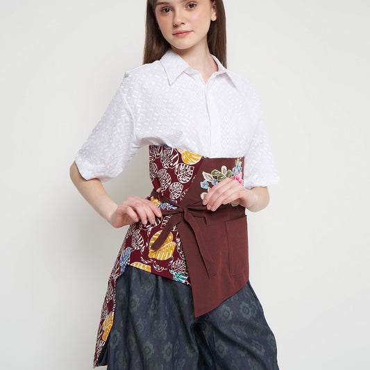 Nyana Nyana Patchwork Embroidery Batik Obi Belt - Cotton, Denim, Limited Edition Runway Piece