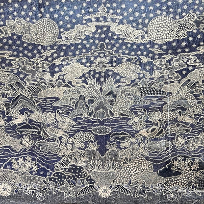 Nyana Nyana Hand Drawn Batik Tulis Cotton Fabric – Naturally Dyed Artisan Textile | Island scene