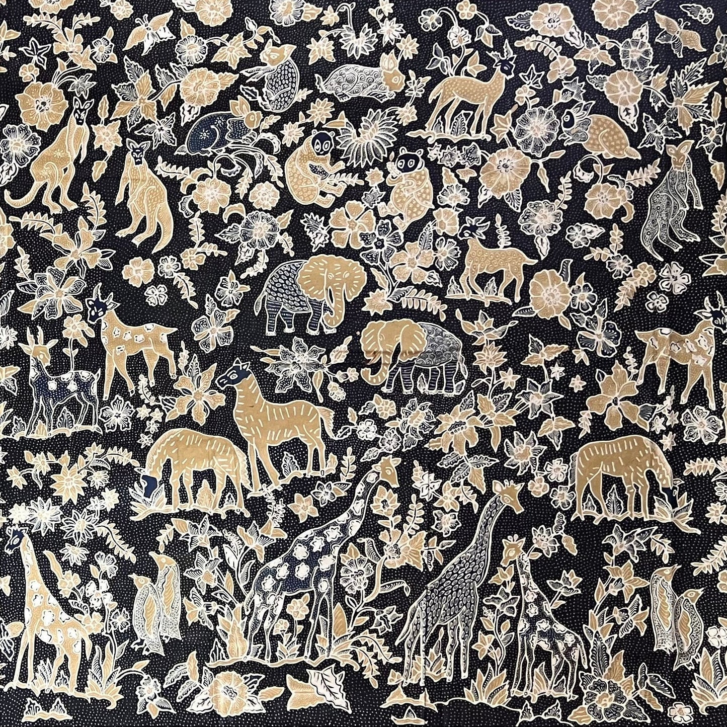 Nyana Nyana Hand Drawn Batik Tulis Cotton Fabric – Naturally Dyed Artisan Textile | Jungle Animal