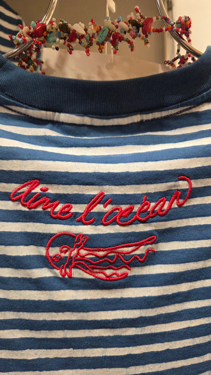 Laut Collection | Indigo-Dyed Batik Striped T-Shirt | OEKO-TEX Certified