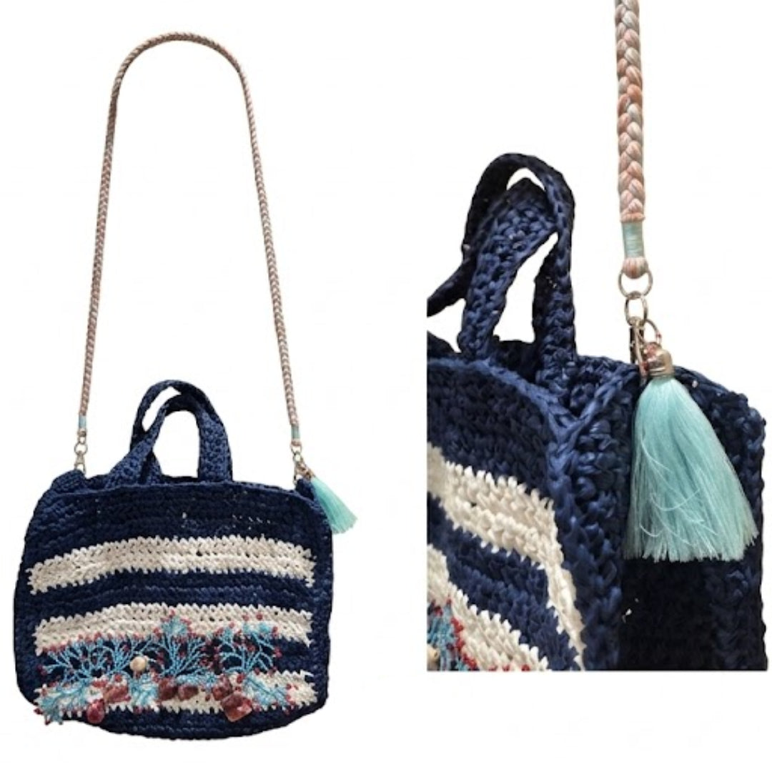 Nyana Nyana Raffia Crochet Coral Reef Handbag