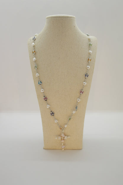 Nyana Nyana Christian Jewelry, Freshwater Pearl Cross Pendant, Necklace, Limited Edition