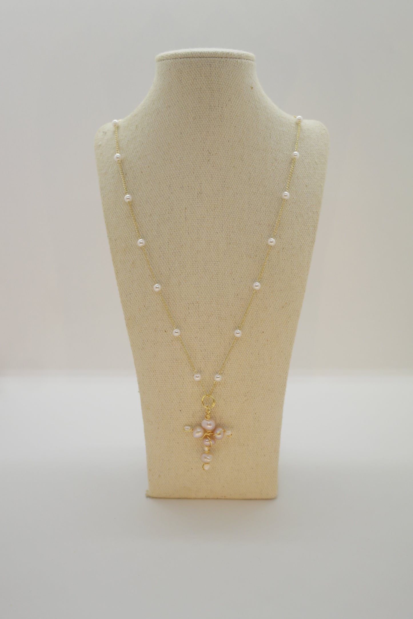Nyana Nyana Christian Jewelry, Freshwater Pearl Cross Pendant, Necklace, Limited Edition