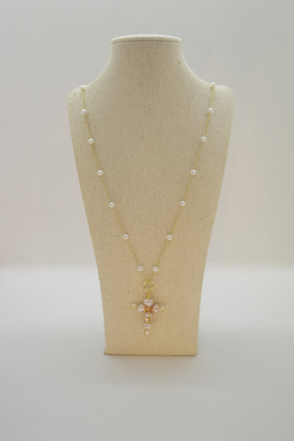 Nyana Nyana Christian Jewelry, Freshwater Pearl Cross Pendant, Necklace, Limited Edition