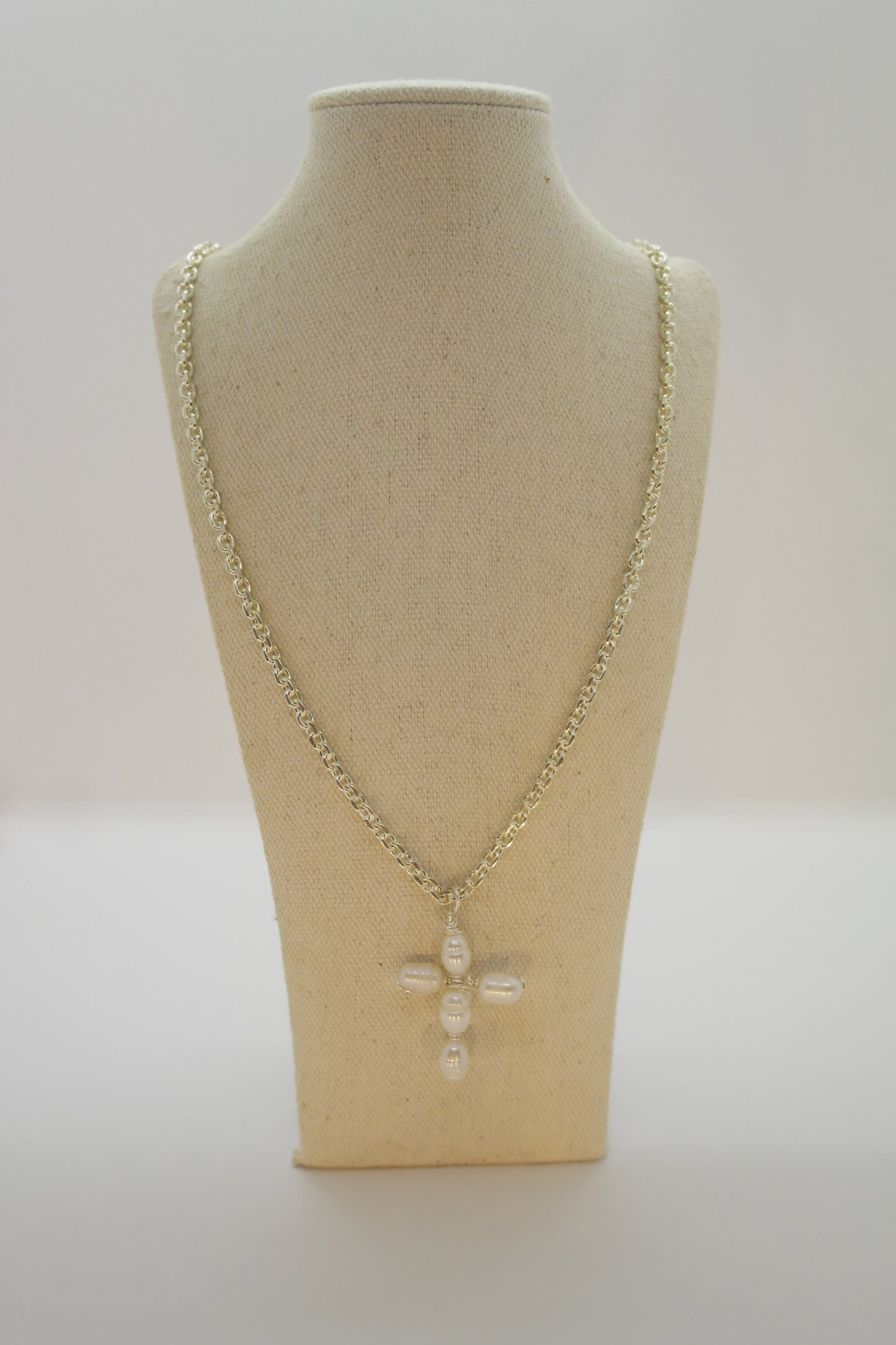 Nyana Nyana Christian Jewelry, Freshwater Pearl Cross Pendant, Necklace, Limited Edition