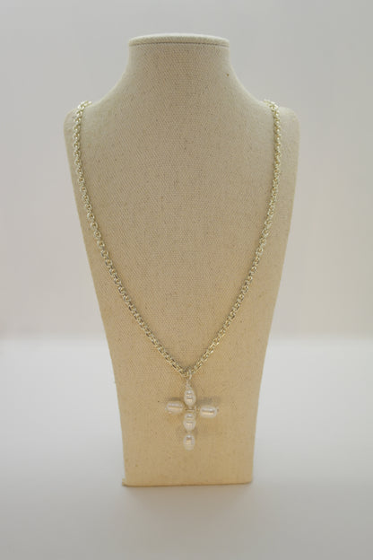 Nyana Nyana Christian Jewelry, Freshwater Pearl Cross Pendant, Necklace, Limited Edition