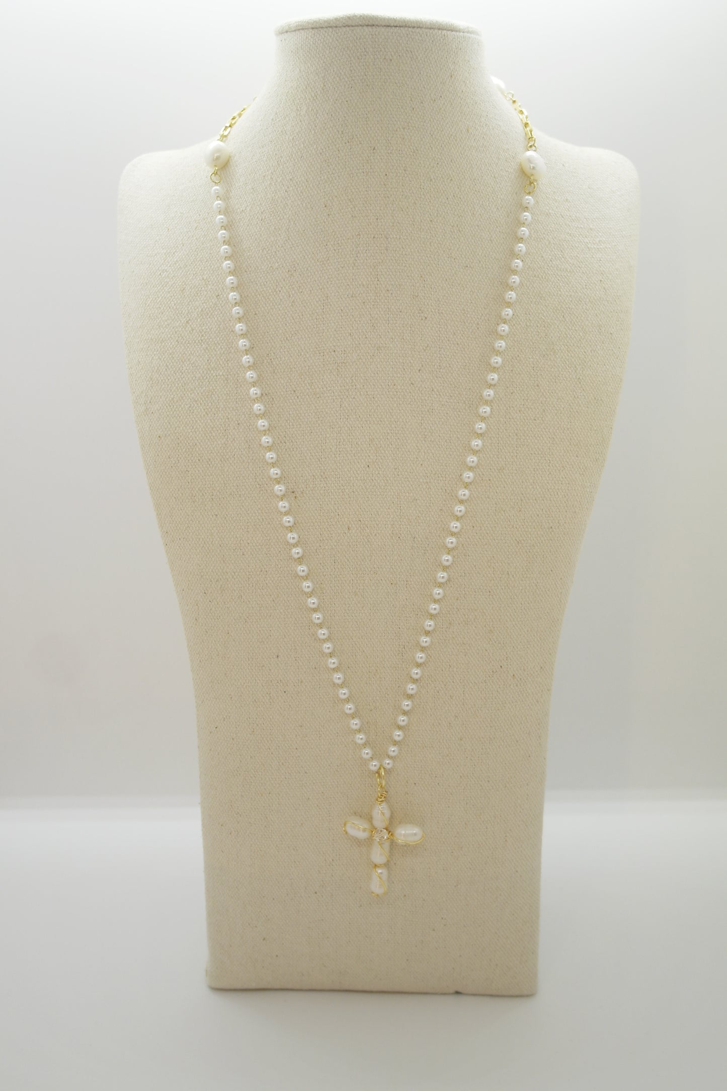 Nyana Nyana Christian Jewelry, Freshwater Pearl Cross Pendant, Necklace, Limited Edition