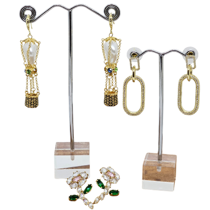 Singapore Handmade Statement Piece Earrings — Crystal, Stone & Freshwater Pearl | 18k Gold Plated