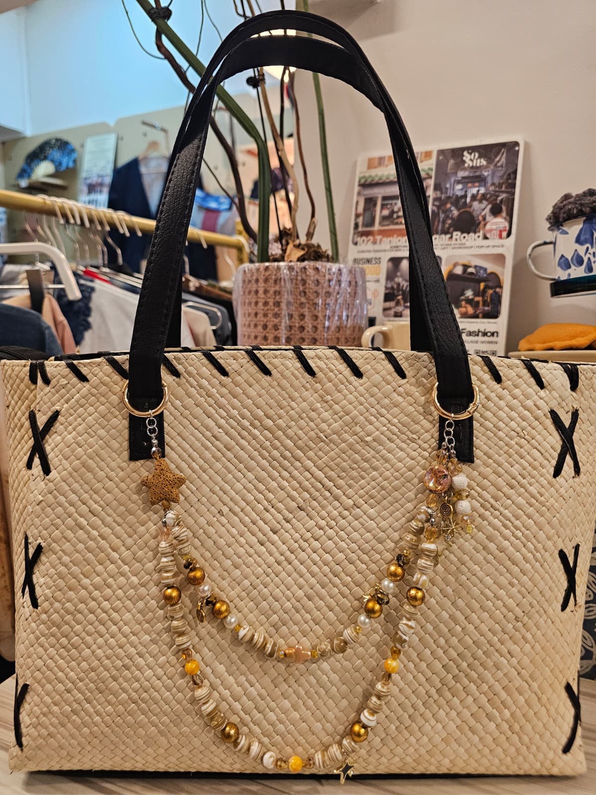 Nyana Nyana Diffuser Bag Charm | Circa Beads, Gems, Cross, and Lava Beads