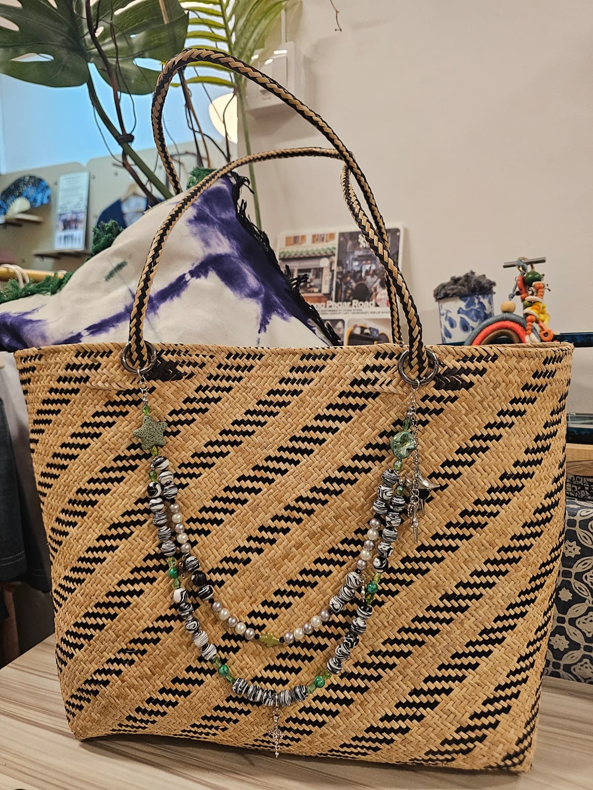Nyana Nyana Diffuser Bag Charm | Circa Beads, Gems, Cross, and Lava Beads