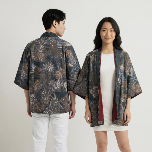 Nyana Unisex Reversible Batik Tulis Outer - 100% cotton, natural dye, Limited Edition Hand-drawn