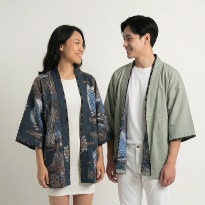 Nyana Nyana Unisex Reversible Batik Tulis Outer - 100% cotton, natural dye, Limited Edition Hand-drawn