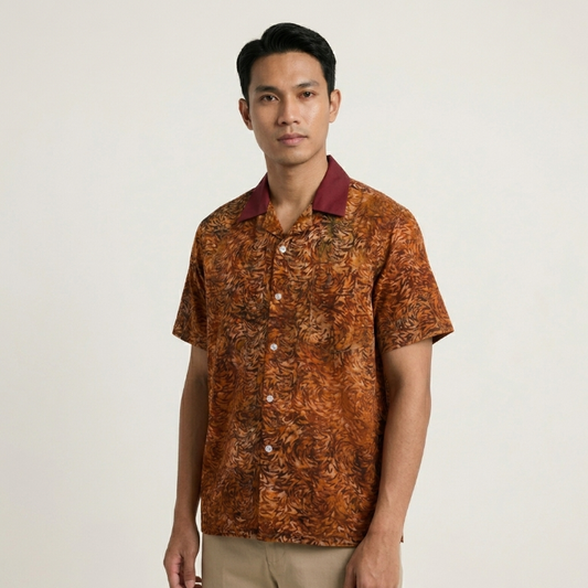 Nyana Nyana Bali Batik Camp Shirt - 100% Cotton, Hand-Stamped, Limited Edition