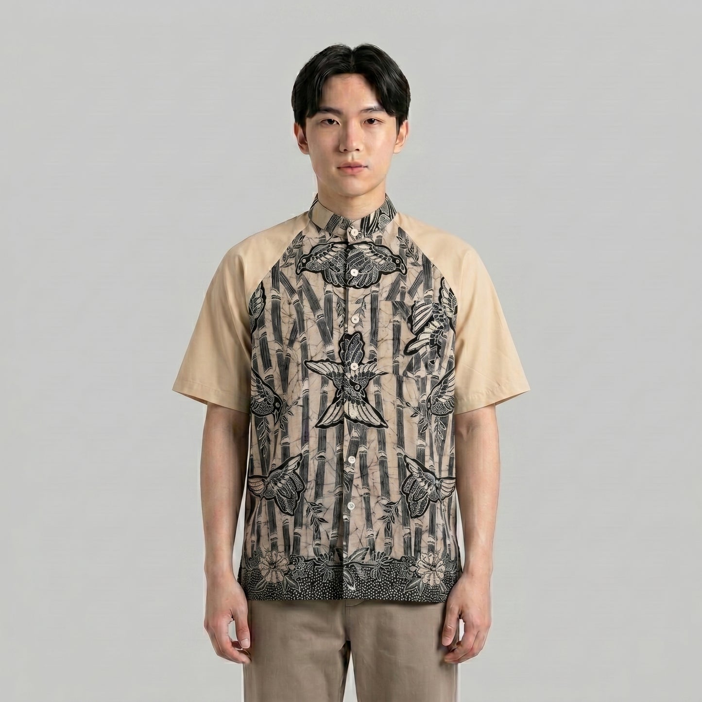 Nyana Nyana Artisan Batik Tulis Mandarin Collar Shirt I Hand Drawn, Natural Dye, Runway Piece