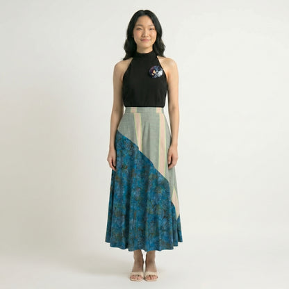 Nyana Nyana Artisan Asymmetric Batik Tulis Ikat Skirt - 100% Cotton, Handwoven, Maxi